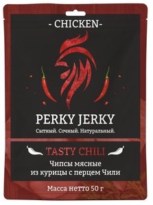 Чипсы "PERKY JERKY" мясные из курицы с перцем чили 