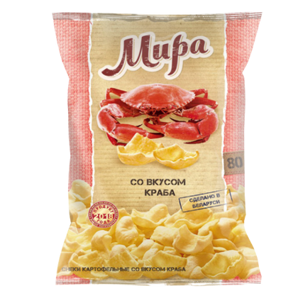 Снеки "МИРА" со вкусом краба 80 гр.